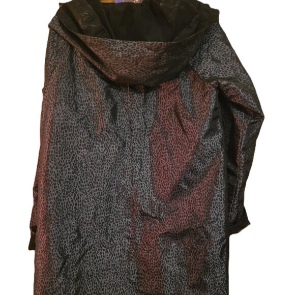 JONES NEW YORK Women's REVERSIBLE Jacket Large Black/gray speckled Trench Coat - Picture 4 of 10